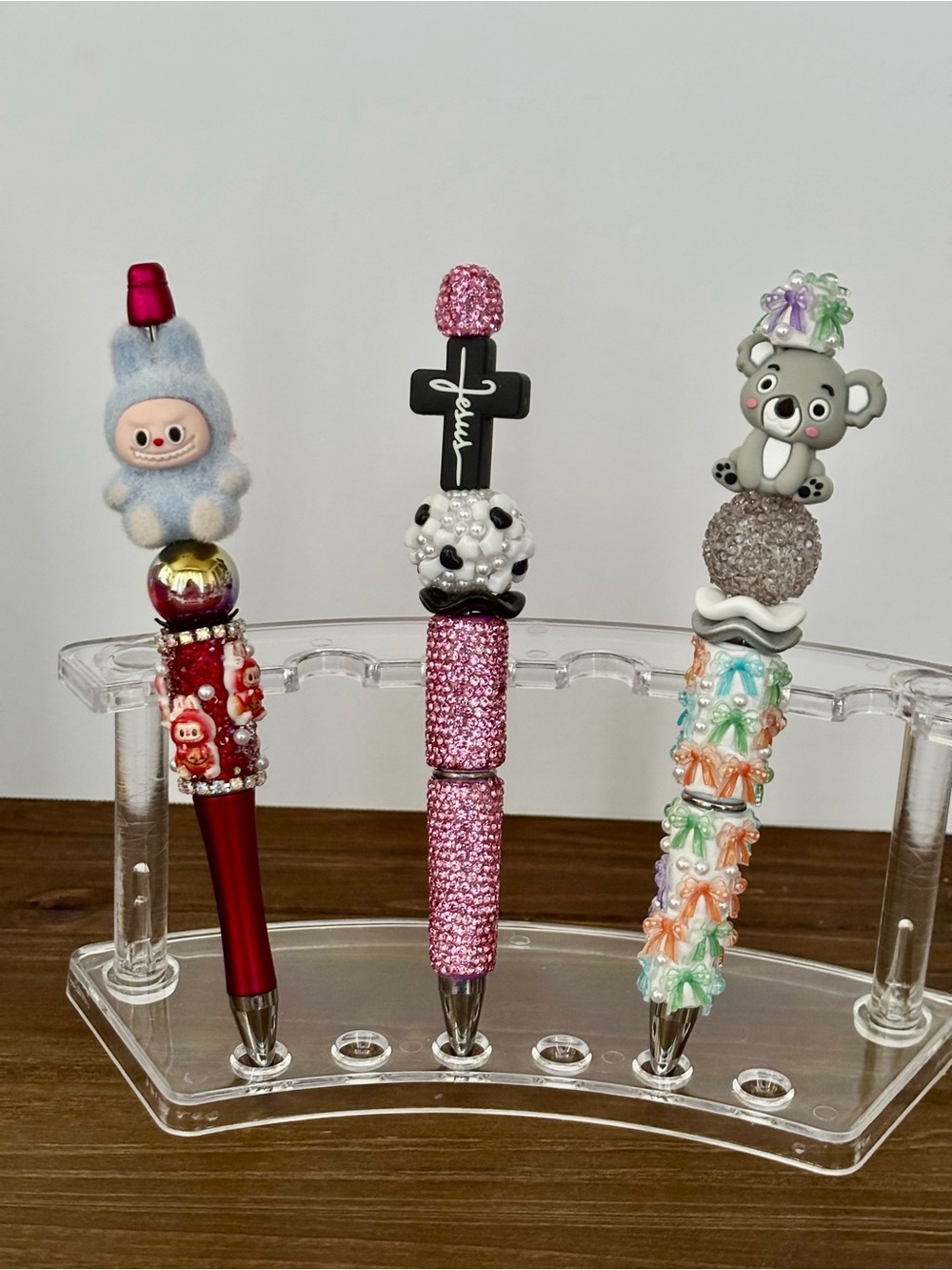 3 PC Sparkling Pink Cross Decorative Pen with Crystal Accents